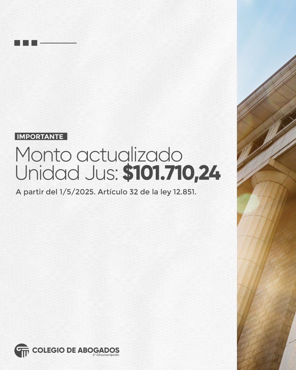 Aumento de la Unidad Jus - Mayo 2025